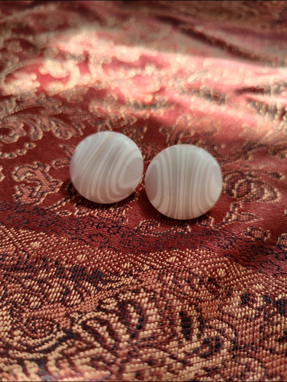 1980's Button Earrings - Neutral Tones
